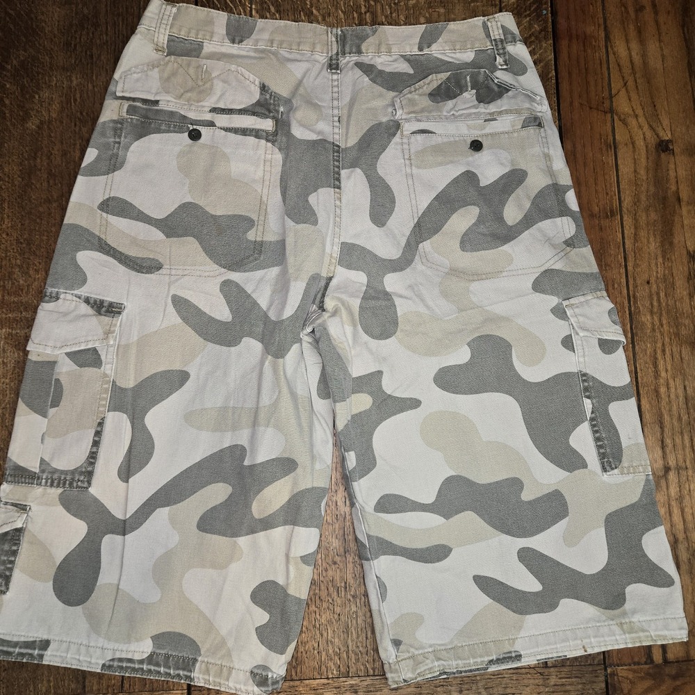 Vintage Y2k Levis Silvertab Camo Baggy Jorts Khaki Sz 34 Camouflage Low Slung - Picture 2 of 9
